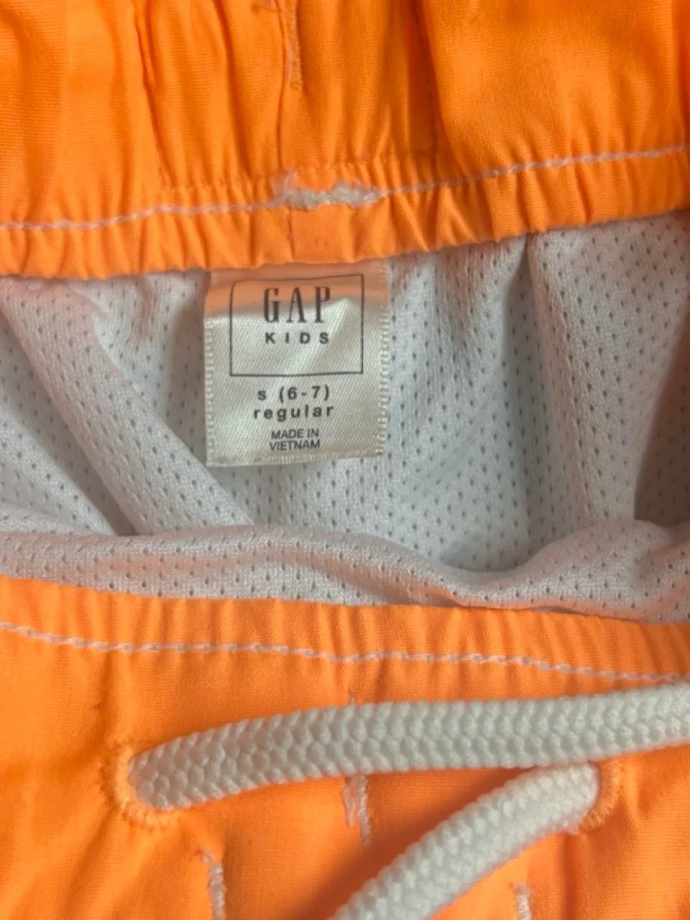 GAP Kids Bright Orange Swim Trunks with White Drawstring